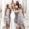 Šedé elegantní šaty HARMONIA s mašlí - Image 3