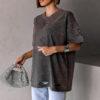 Šedé oversize trhané triko BERATI Velikost: ONESIZE - Image 3