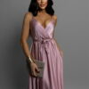 Starorůžové elegantní dlouhé plesové šaty PRIMROSE Velikost: ONESIZE