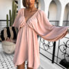 Starorůžové krátké boho šaty RANGE s výstřihem do V Velikost: ONESIZE - Image 2