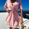 Starorůžové krátké vzdušné šaty TULIAT Velikost: ONESIZE - Image 3