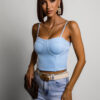 Světle modrý elegantní crop top TOPAZ - Image 3