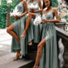 Světle zelené elegantní dlouhé šaty FAIRYTALE - Image 2