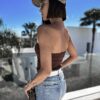 Tmavě hnědý crop top CLEARUS bez ramínek Velikost: ONESIZE - Image 3