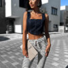 Tmavě modrý denim crop top VEGASI Velikost: ONESIZE - Image 3