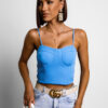 Tmavě modrý elegantní crop top TOPAZ - Image 2