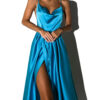 Tyrkysové elegantní šaty YASMINE s rozparkem - Image 3