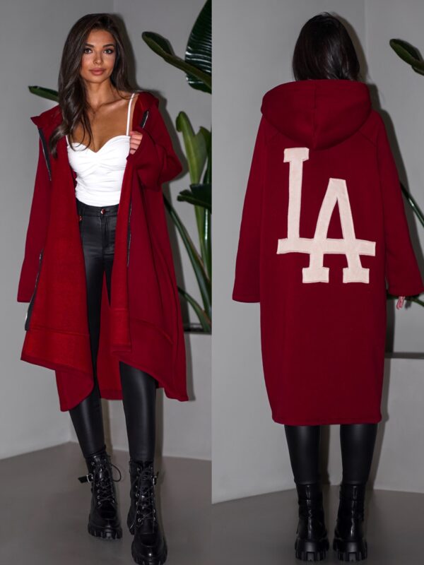 Vínová oversize dlouhá mikina PLUSYT na zip Velikost: ONESIZE