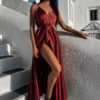 Vínové elegantní dlouhé šaty FAIRYTALE - Image 2