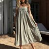 Zelené áčkové boho šaty AUTEREL bez ramínek Velikost: ONESIZE - Image 2