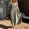 Zelené áčkové boho šaty AUTEREL bez ramínek Velikost: ONESIZE - Image 3