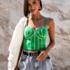 Zelený elegantní crop top MACK s kamínky Velikost: M/L - Image 2