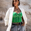 Zelený elegantní crop top MACK s kamínky Velikost: M/L - Image 3