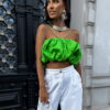 Zelený řasený crop top MONTEREY - Image 2