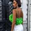 Zelený řasený crop top MONTEREY - Image 3