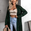 Zelený třpytivý cardigan YURIDIA s flitry Velikost: ONESIZE - Image 3