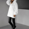 Bílá oversize dlouhá mikina CRUZY s kapucí Velikost: ONESIZE - Image 2