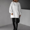 Bílá oversize dlouhá mikina CRUZY s kapucí Velikost: ONESIZE - Image 3