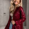 Bordó třpytivý cardigan YURIDIA s flitry Velikost: ONESIZE - Image 2