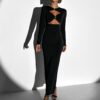 Černé elegantní elastické šaty JIREN s průstřihy Velikost: ONESIZE - Image 3