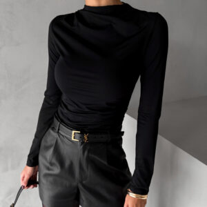 Černý elegantní top SAKLAR s dlouhým rukávem Velikost: M/L