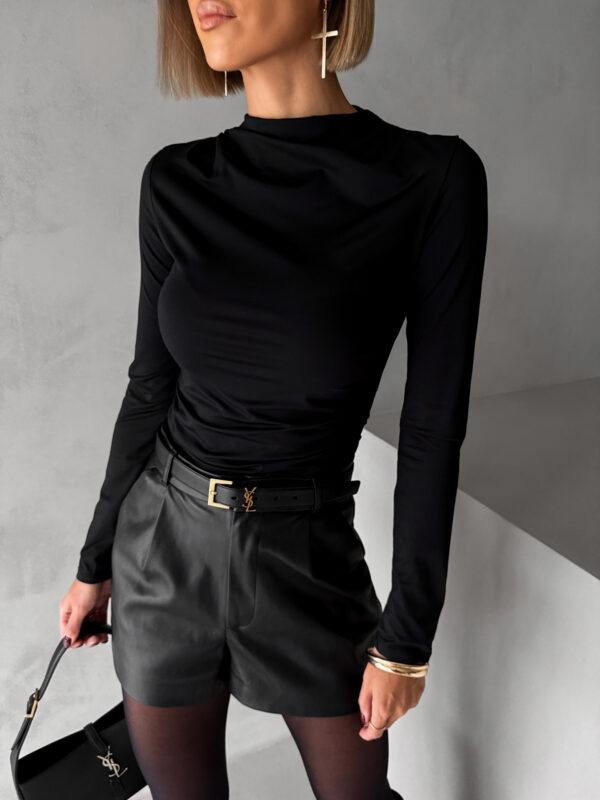 Černý elegantní top SAKLAR s dlouhým rukávem Velikost: M/L