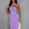 Fialové dlouhé elastické elegantní šaty GUARDA Velikost: ONESIZE - Image 3