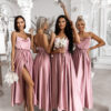 Starorůžové lesklé elegantní šaty YASMINE pro družičky Velikost: ONESIZE - Image 2