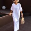 Bílé mušelínové dlouhé maxi šaty SPEEDY Velikost: ONESIZE - Image 2