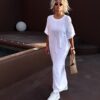 Bílé mušelínové dlouhé maxi šaty SPEEDY Velikost: ONESIZE - Image 3