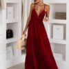 Bordó dlouhé letní maxi šaty OPALINE Velikost: ONESIZE - Image 3