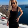Černé dlouhé letní basic šaty EGMONT s rozparkem Velikost: ONESIZE - Image 3