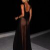 Černé dlouhé sexy letní šaty PEARLY Velikost: ONESIZE - Image 3