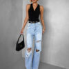 Černý elegantní top OWENS s výstřihem Velikost: ONESIZE - Image 3