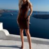 Hnědé bavlněné letní mini šaty CALORA Velikost: ONESIZE - Image 2