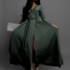Khaki dlouhé elegantní šaty JOELLIAN Velikost: ONESIZE - Image 3