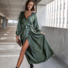 Khaki elegantní šaty WOMAN s dlouhým rukávem - Image 2