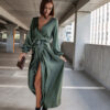 Khaki elegantní šaty WOMAN s dlouhým rukávem - Image 3