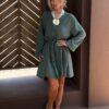Khaki krátké košilové mušelínové šaty STEFANIE Velikost: ONESIZE - Image 3