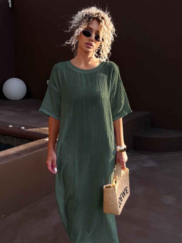 Khaki mušelínové dlouhé maxi šaty SPEEDY Velikost: ONESIZE