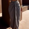 Šedohnědý mušelínový variabilní přehoz top šaty DASHER Velikost: ONESIZE - Image 3