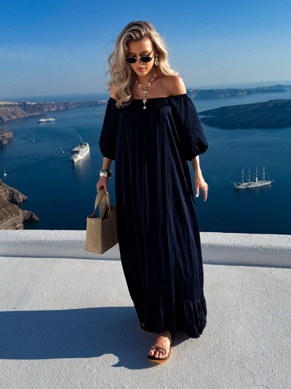 Tmavě modré oversize siroké šaty CICERO s krátkým rukávem Velikost: ONESIZE