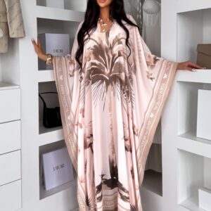 Béžové letní dlouhé šaty tunika MALURE Velikost: ONESIZE