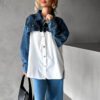 Bílá oversized denim košile HIRMATE Velikost: M/L - Image 3