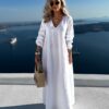 Bílé mušelínové dlouhé oversize šaty CHASTE Velikost: ONESIZE - Image 3