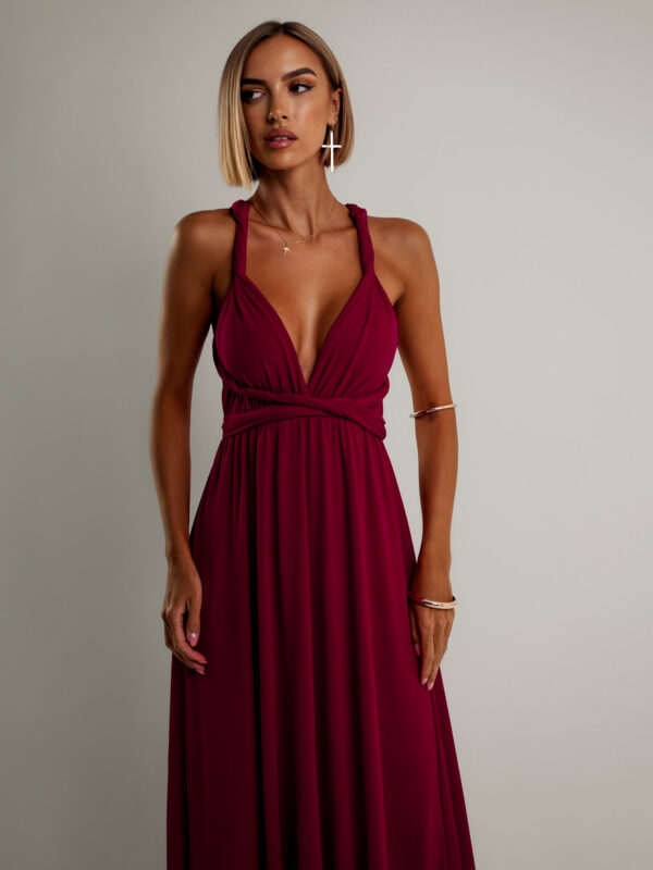 Bordó elegantní šaty BEATRICE s vázáním Velikost: ONESIZE