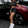 Černé sportovní crop krátké tričko LOUTEKY Velikost: L - Image 3
