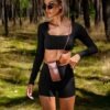 Černý sportovní crop top JIMELA s dlouhým rukávem Velikost: M - Image 3