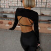 Černý sportovní crop top SKENDRO Velikost: M - Image 2