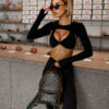 Černý sportovní crop top SKENDRO Velikost: M - Image 3